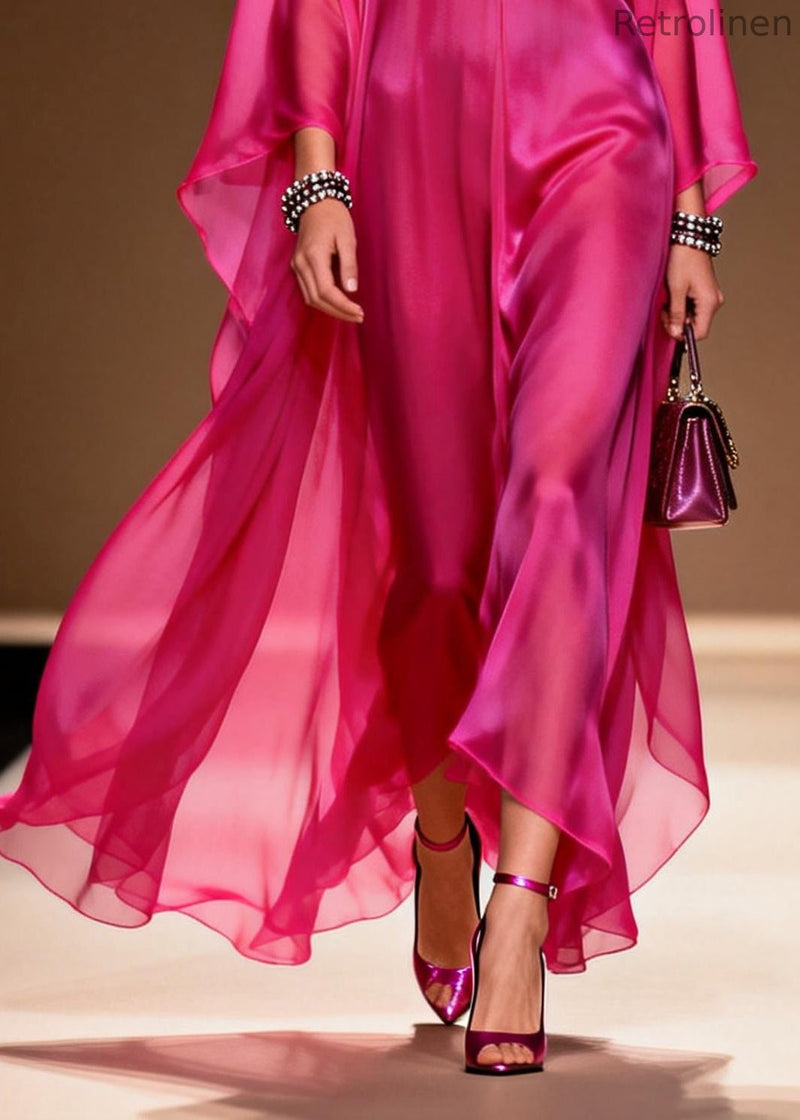 Rose Oversized Draping Chiffon Maxi Dress Summer