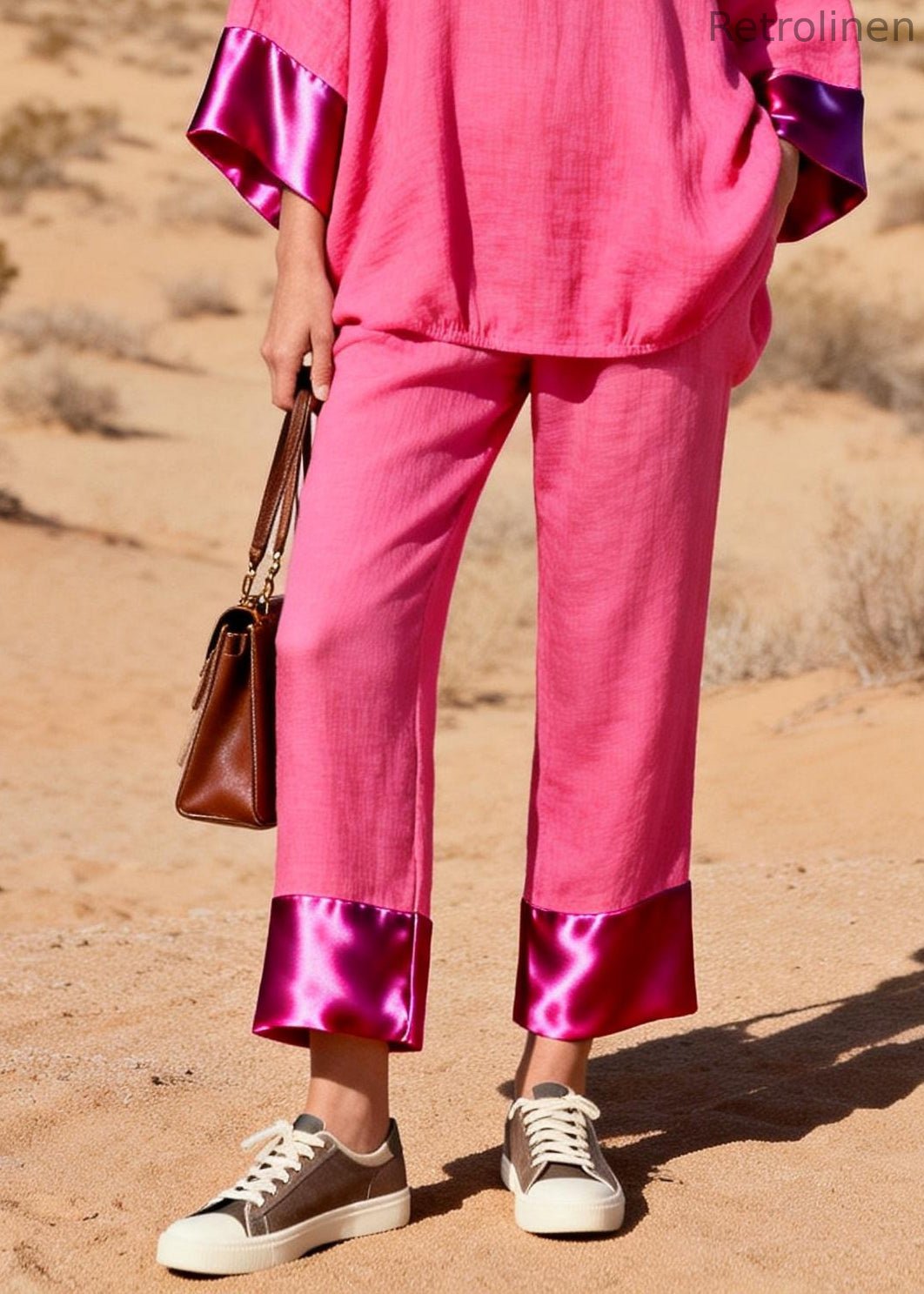 Rose Oversized Patchwork Silk Cotton Two Pieces Set Spring