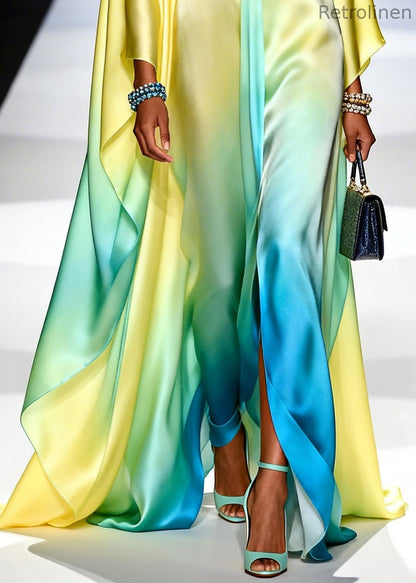 Classy Gradient Color Oversized Chiffon Holiday Dress Summer