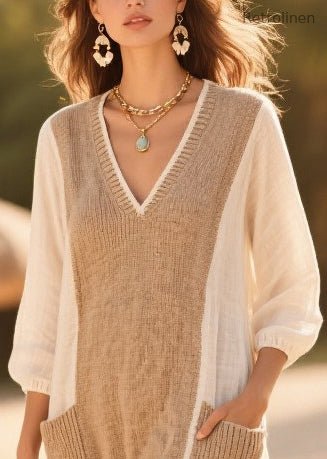 Art White Oversized Patchwork Cotton Day Dress Summer