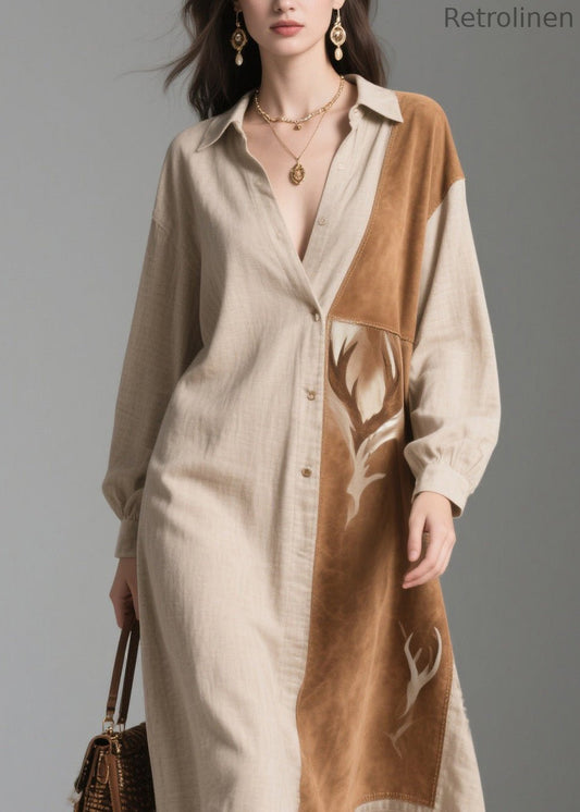 Peter Pan Collar Tassel Patchwork Cotton Dresses Spring