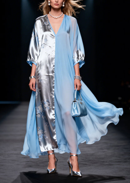 Colorblock Asymmetrical Patchwork Chiffon Party Dress Summer
