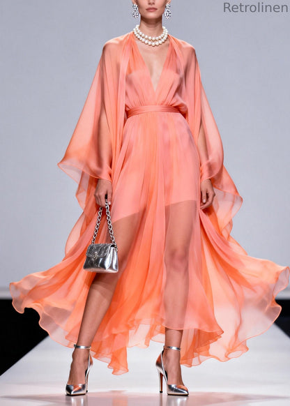 V Neck Patchwork Chiffon 2 Piece Outfit Summer
