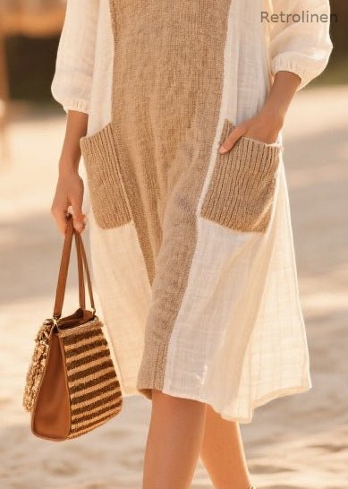 Art White Oversized Patchwork Cotton Day Dress Summer