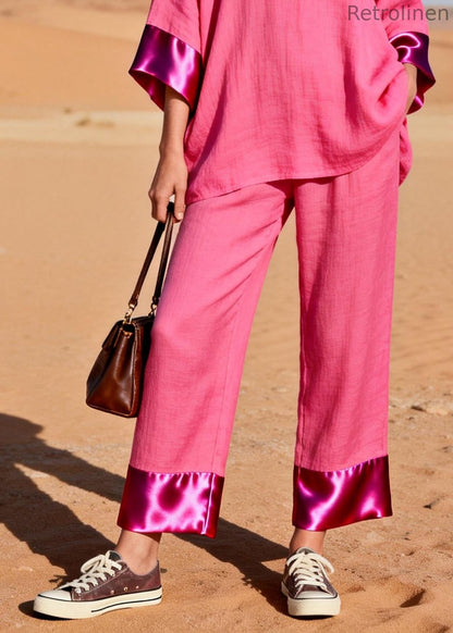 Rose Oversized Patchwork Silk Cotton Sets 2 Pieces