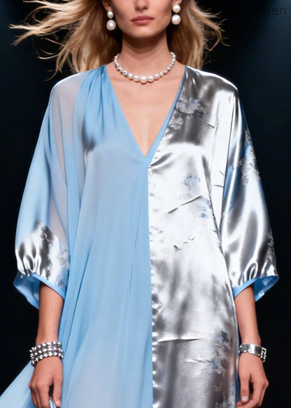 Colorblock Asymmetrical Patchwork Chiffon Party Dress Summer