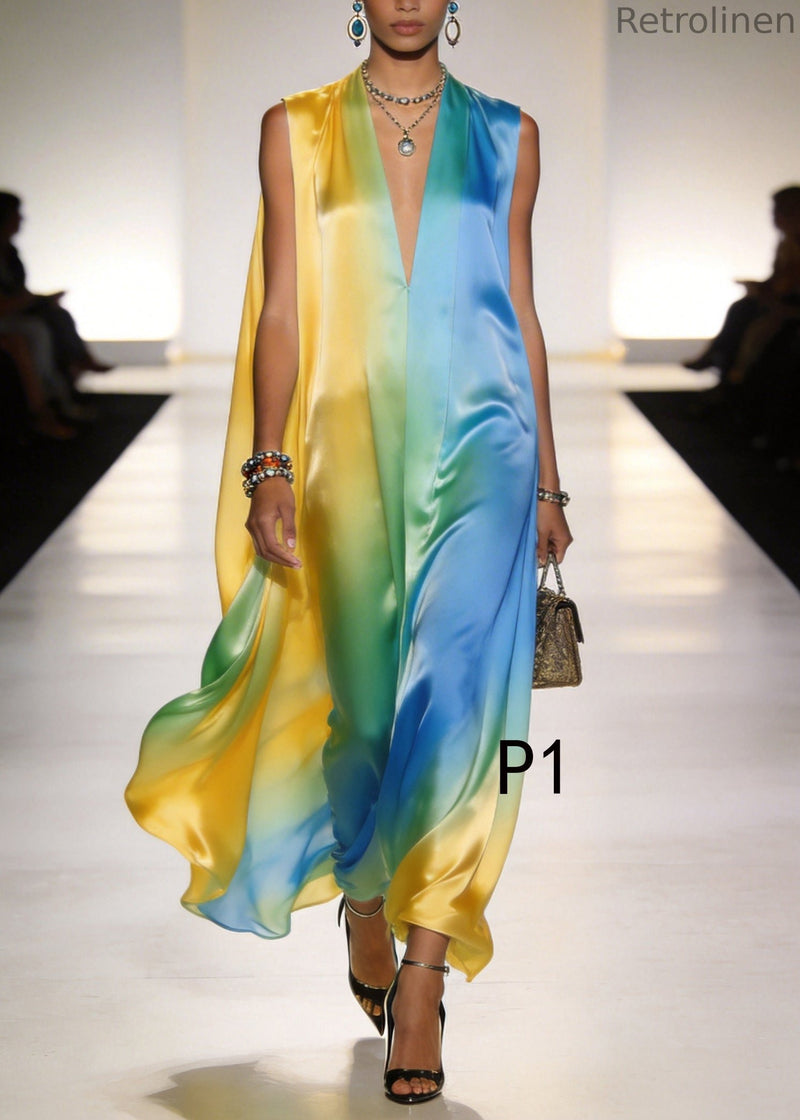 Classy Oversized Tie Dye Chiffon Dresses Sleeveless