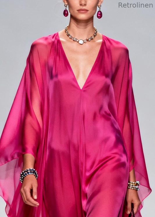 Rose Oversized Exra Large Hem Chiffon Maxi Dress Summer