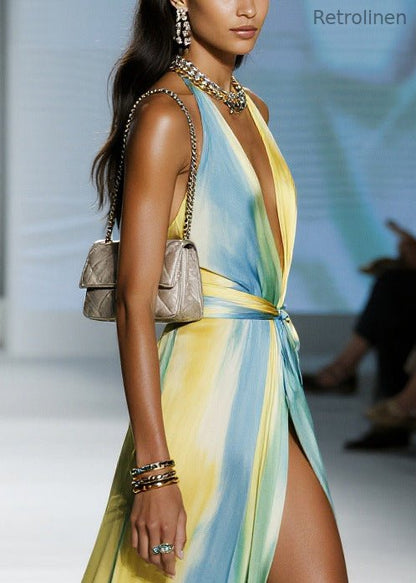 Tie Dye Side Open Chiffon Beach Dresses Summer