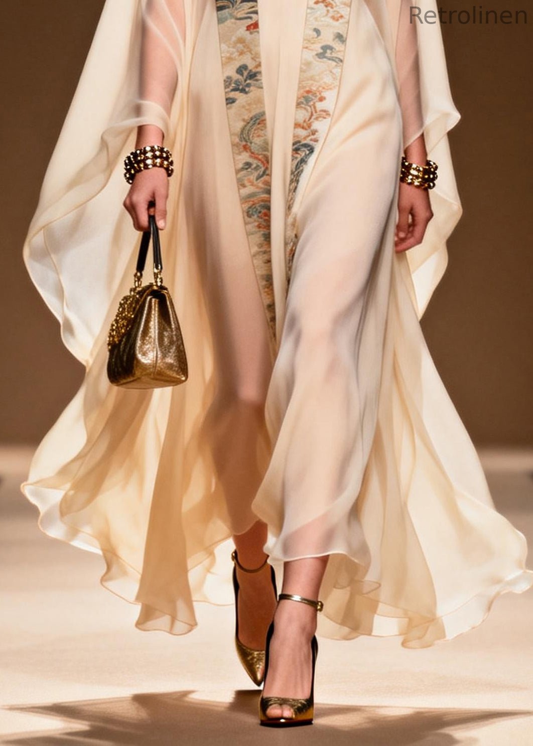 White Oversized Dragon Pattern Chiffon Dresses Two Piece Set Summer