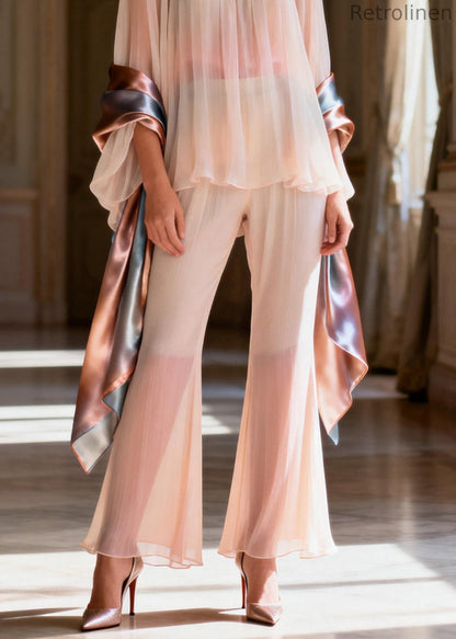 Square Collar Patchwork Silk Two Pieces Set Summer