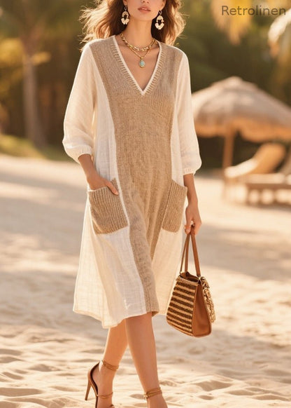Art White Oversized Patchwork Cotton Day Dress Summer