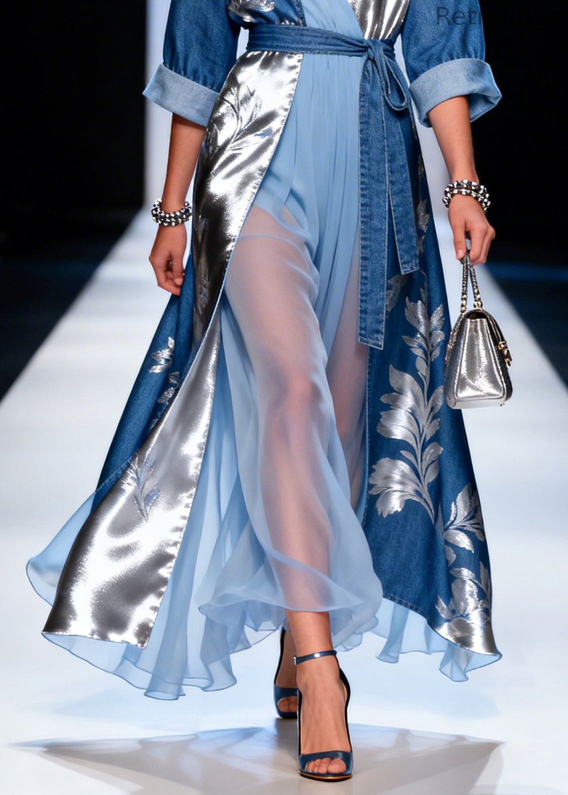 Blue Asymmetrical Patchwork Denim Robe Dresses Summer