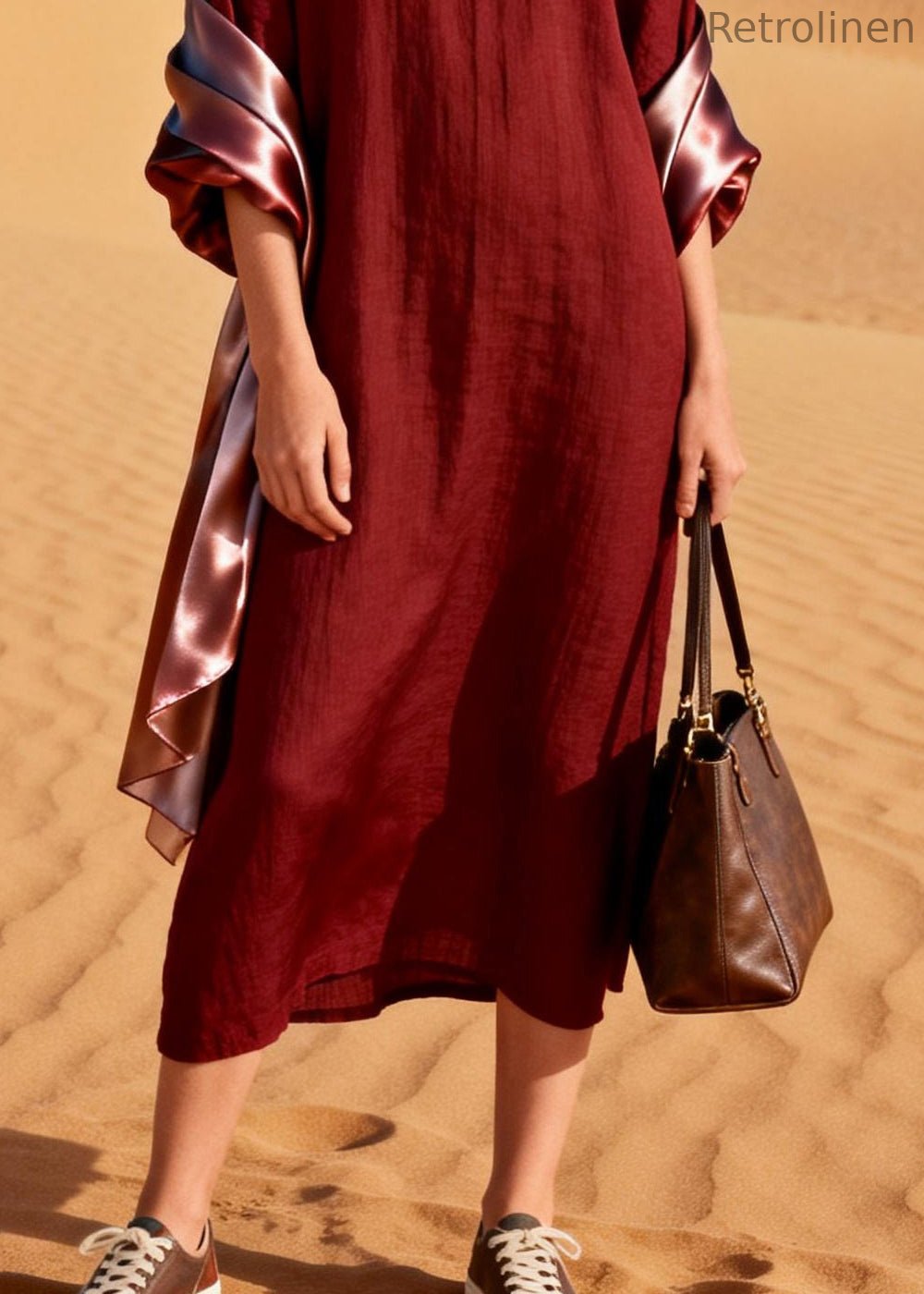 Mulberry V Neck Patchwork Cotton Maxi Dresses Summer