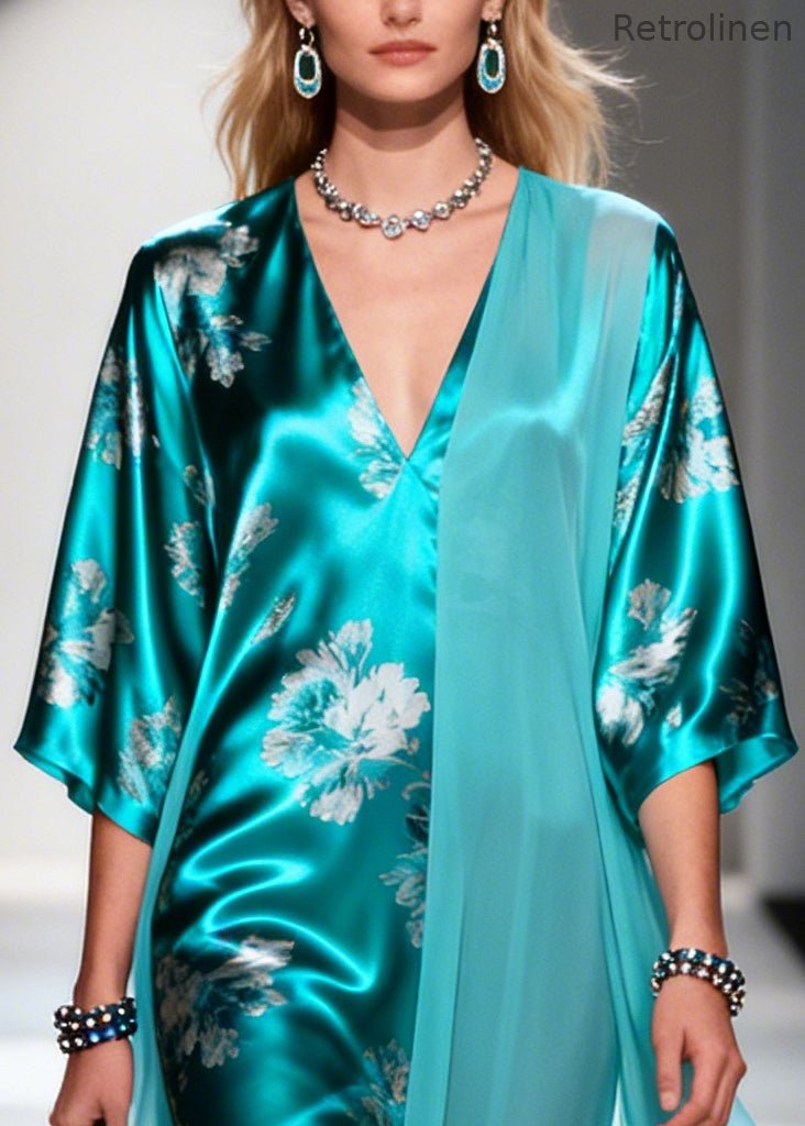 Art Blue Asymmetrical Patchwork Tulle Holiday Dress Summer