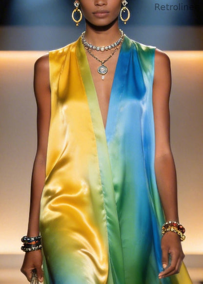 Classy Oversized Tie Dye Chiffon Dresses Sleeveless