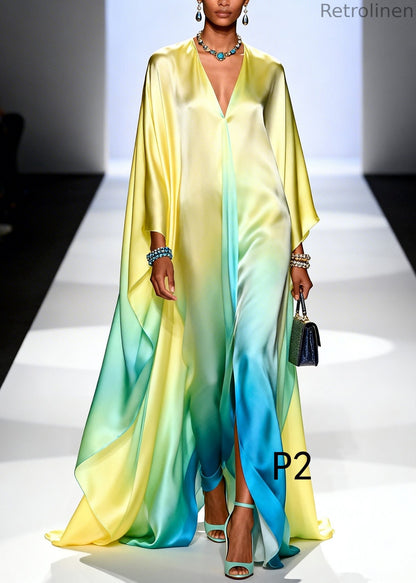 Classy Gradient Color Oversized Chiffon Holiday Dress Summer