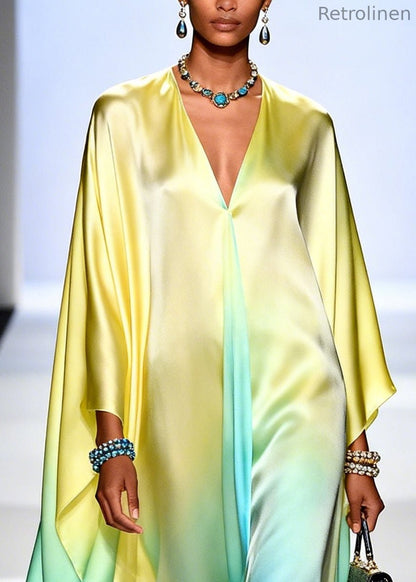 Classy Gradient Color Oversized Chiffon Holiday Dress Summer