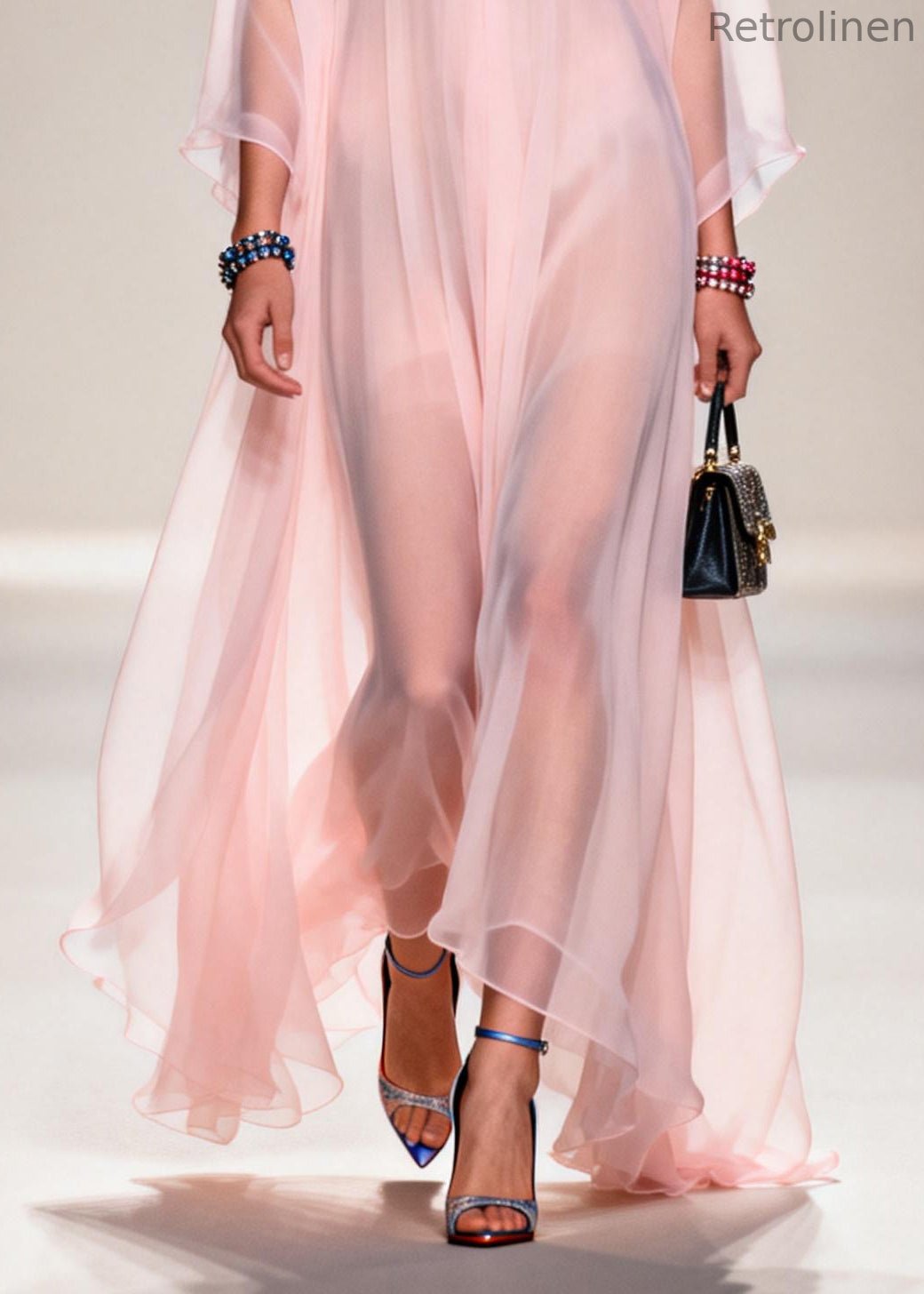Fine Nude Notched Patchwork Chiffon Sheer Dresses Summer