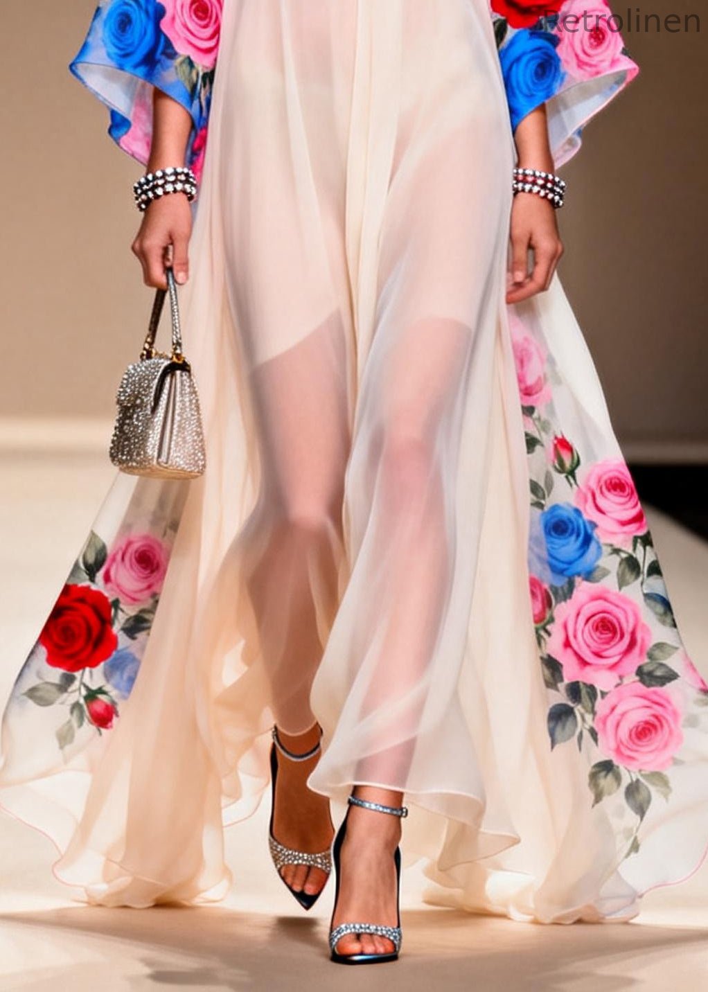 White Oversized Print Chiffon Vacation Dresses Summer